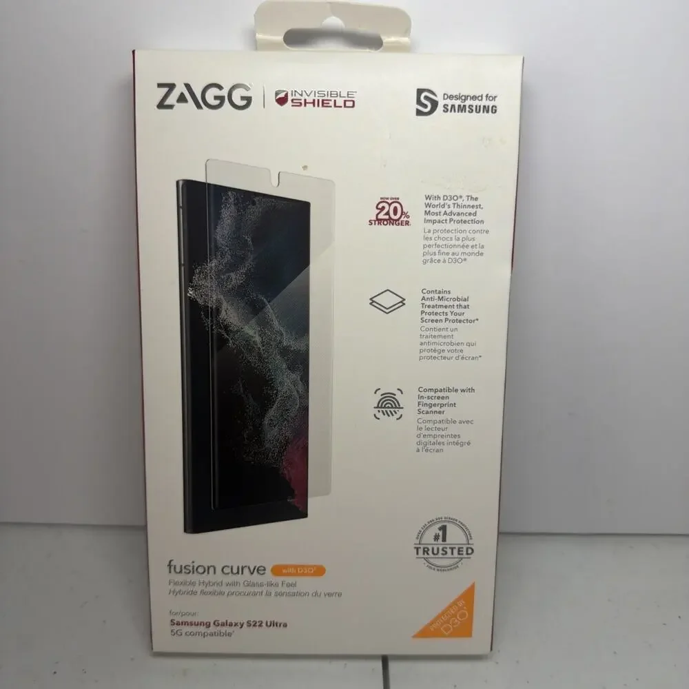 ZAGG Fusion Curve D3O Screen Protector Samsung Galaxy S22 Ultra NEW